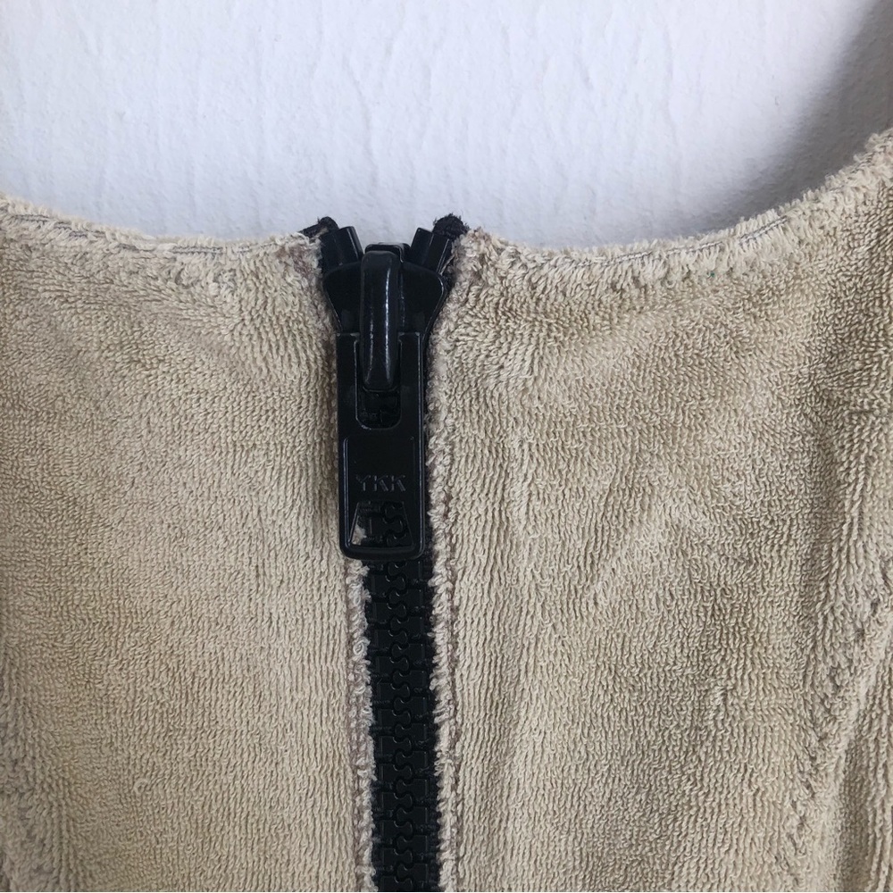 Lisa Marie Fernandez size II (4-6) Beige Terrycloth Zip Front One Piece Swimsuit - Picture 7 of 11